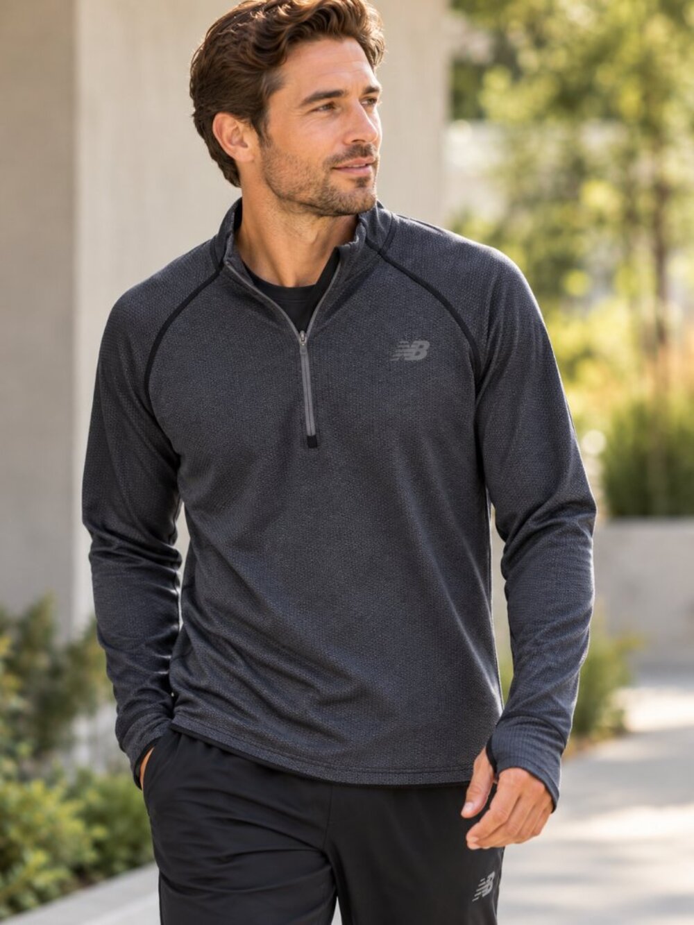 722 - New Balance Men’s L Charcoal Quarter Zip Running Athletic Pullover